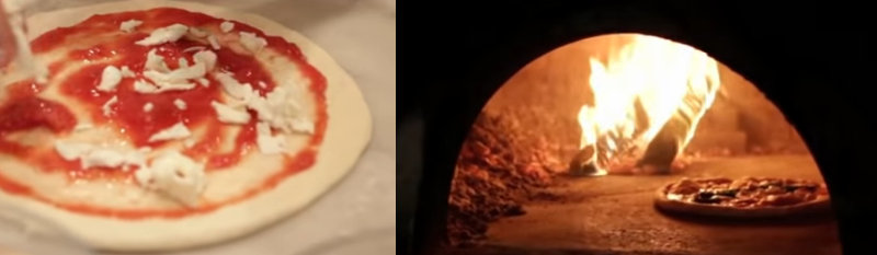 préparation d'une pâte à pizza et d'une pizza italienne